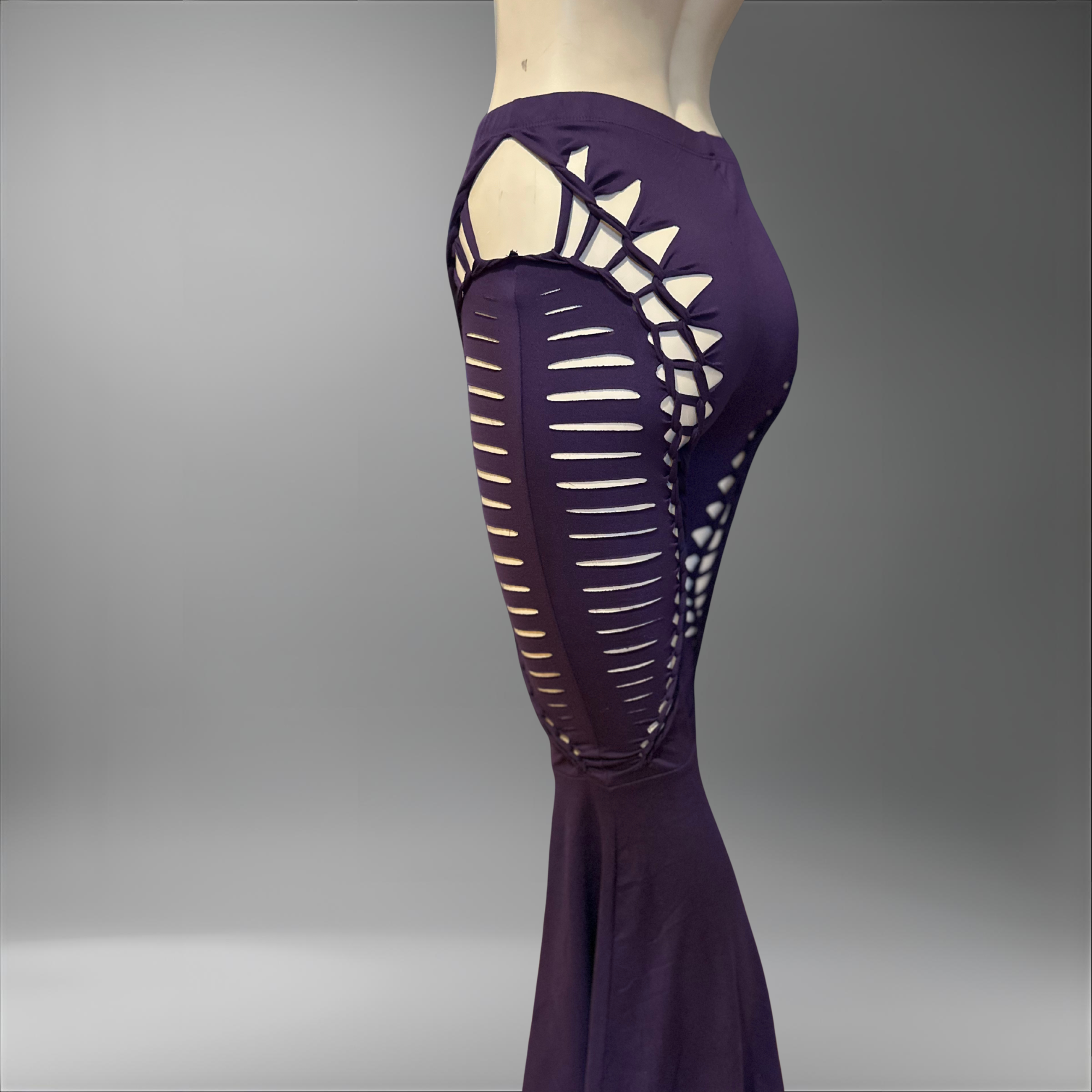 NEW Feathered Wing Slit Weave Flared Leggings | Handmade Festival Pants