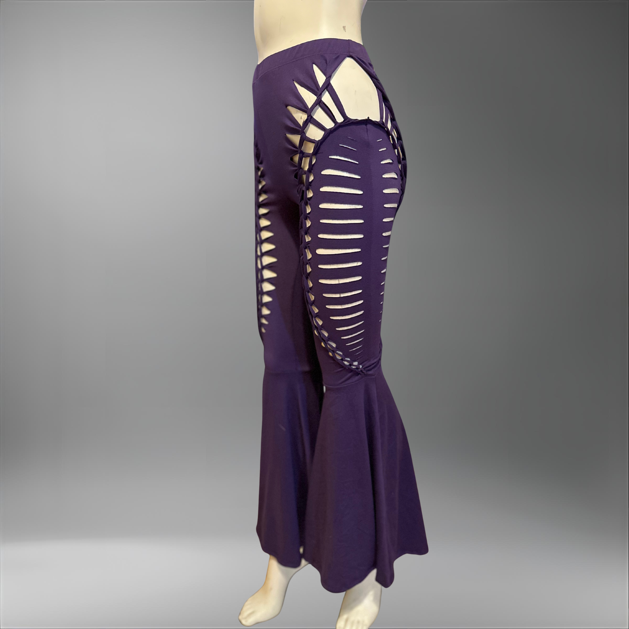 NEW Feathered Wing Slit Weave Flared Leggings | Handmade Festival Pants