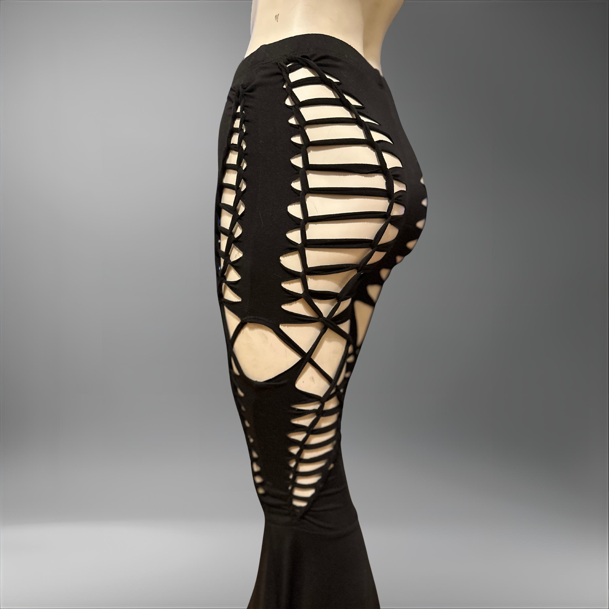 NEW Interlaced Duality Slit Weave Flared Leggings | Handmade Slit Weave Rave Pants