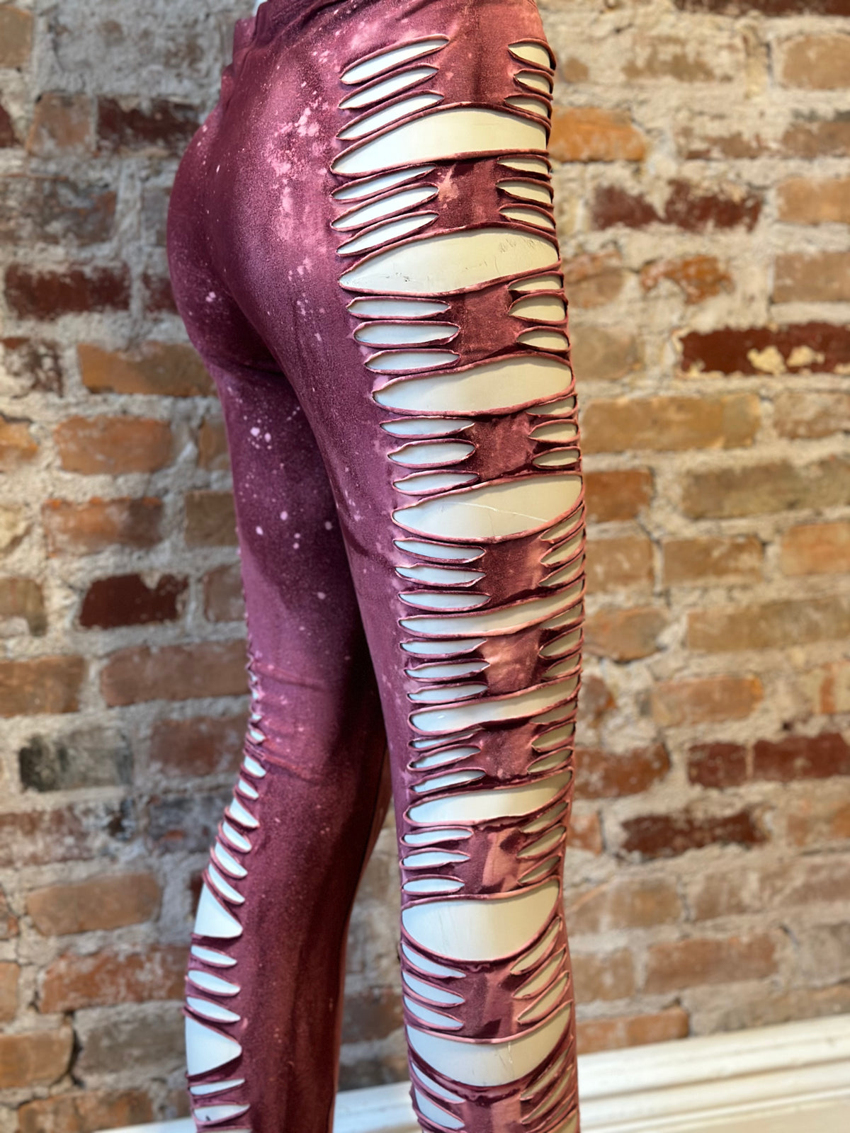 Blood Moon Bleach Dyed Slit Leggings