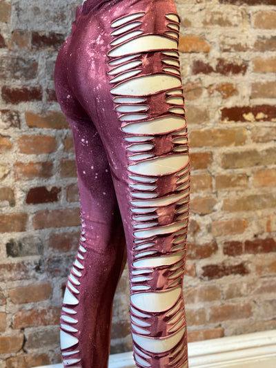 Blood Moon Bleach Dyed Slit Leggings