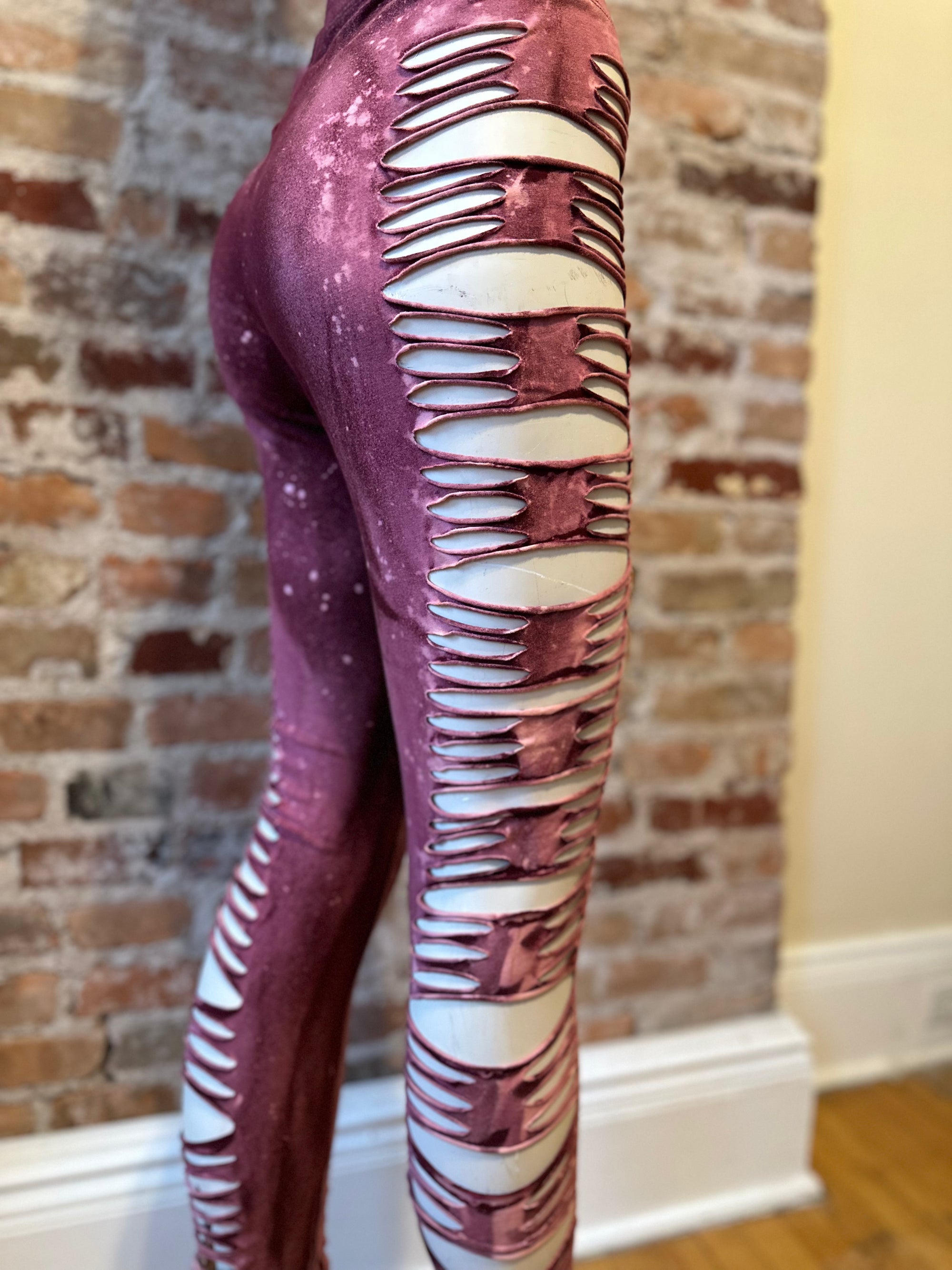 Blood Moon Bleach Dyed Slit Leggings
