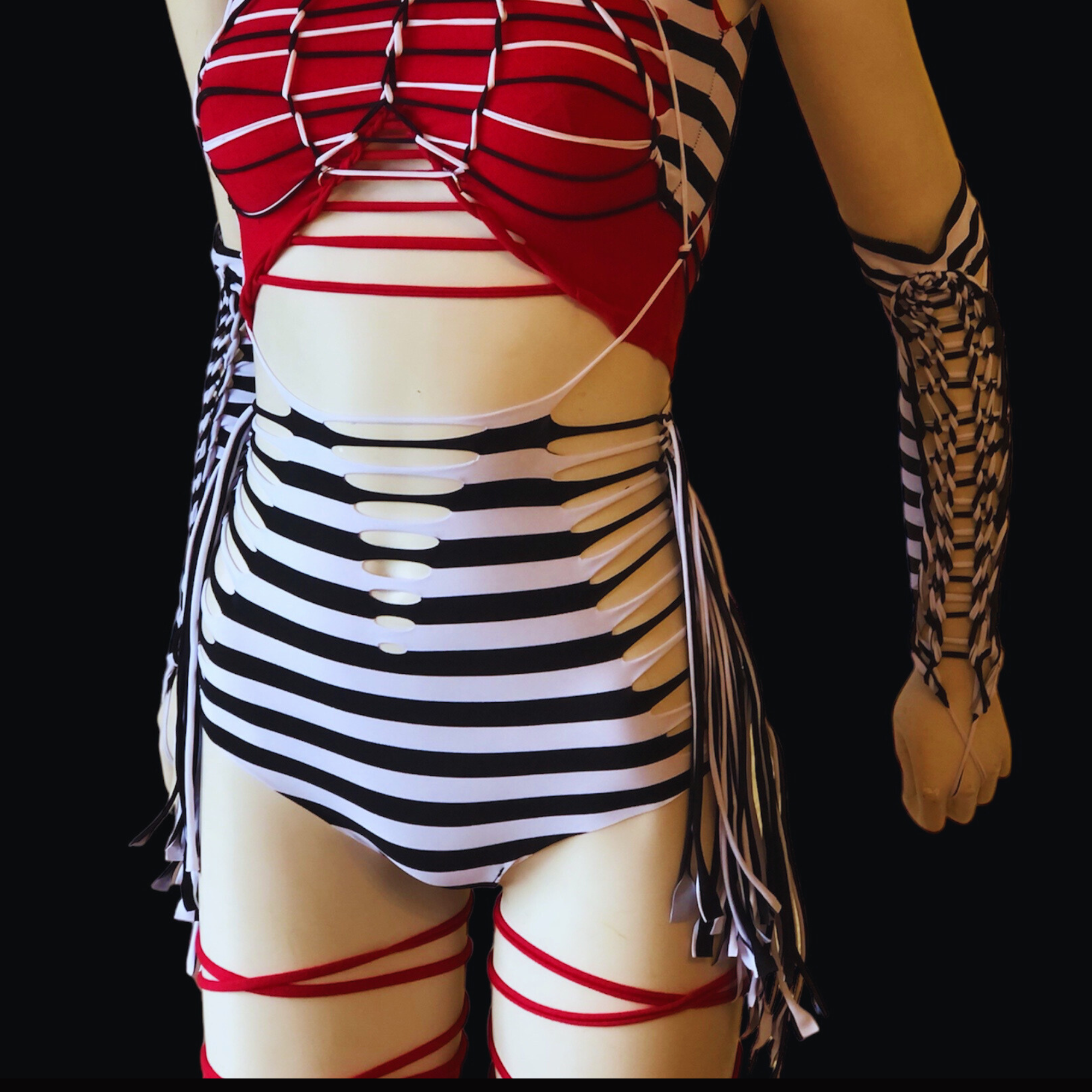 Circus Stripe Spandex Fringe Booty shorts