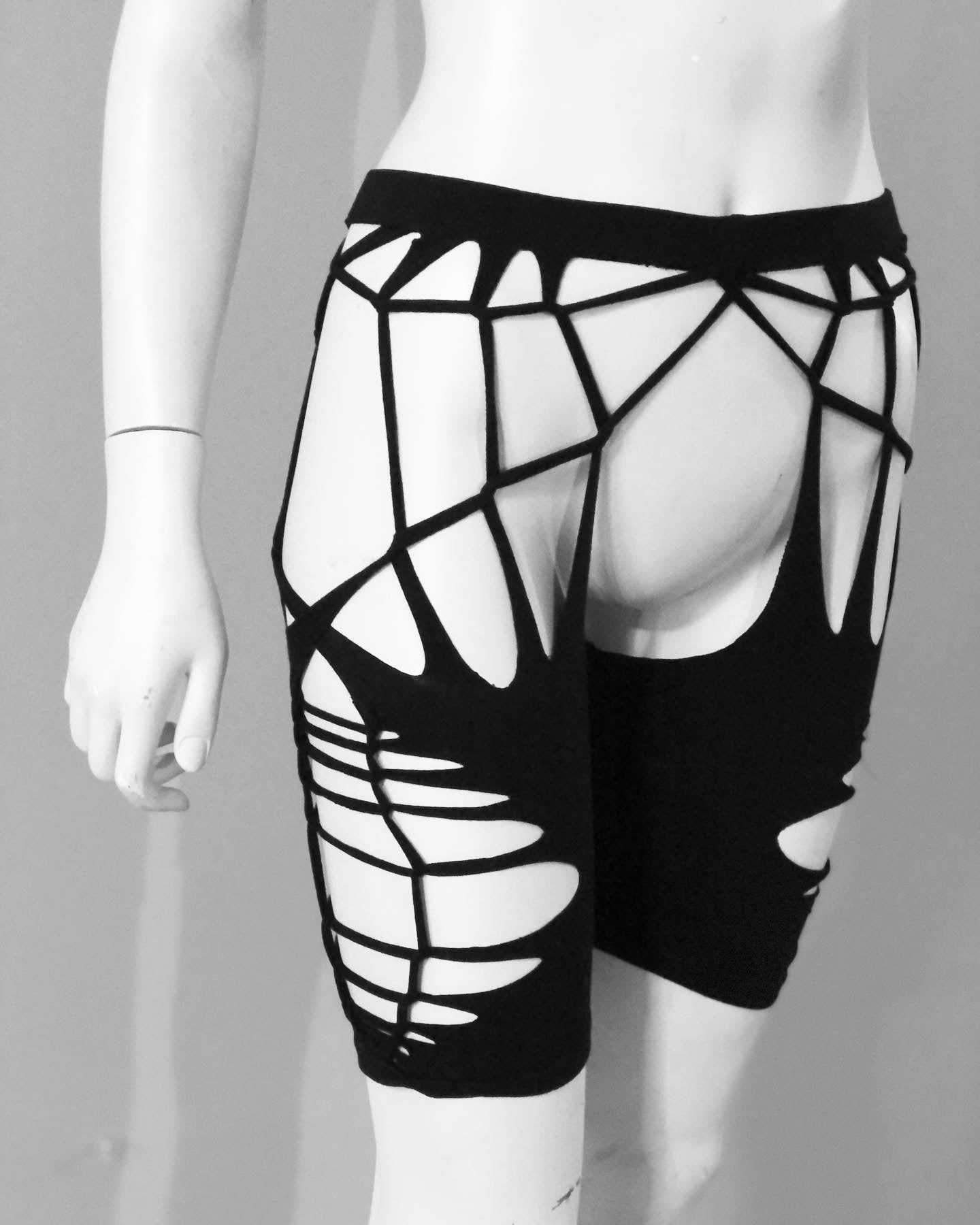 Sexy Slit Weave Garter Shorts * Burner Shorts