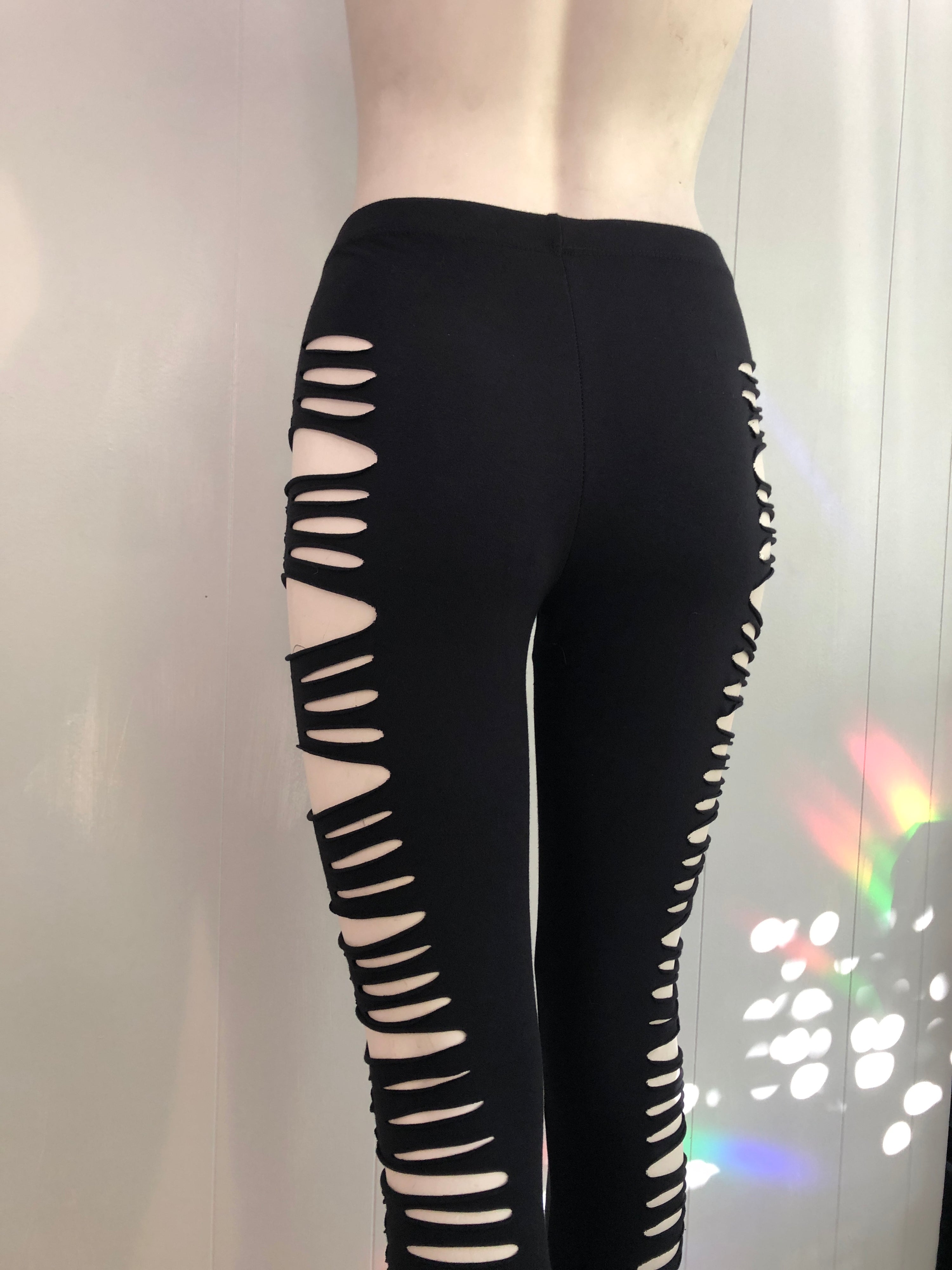 Side Cut Slit Weave Leggings