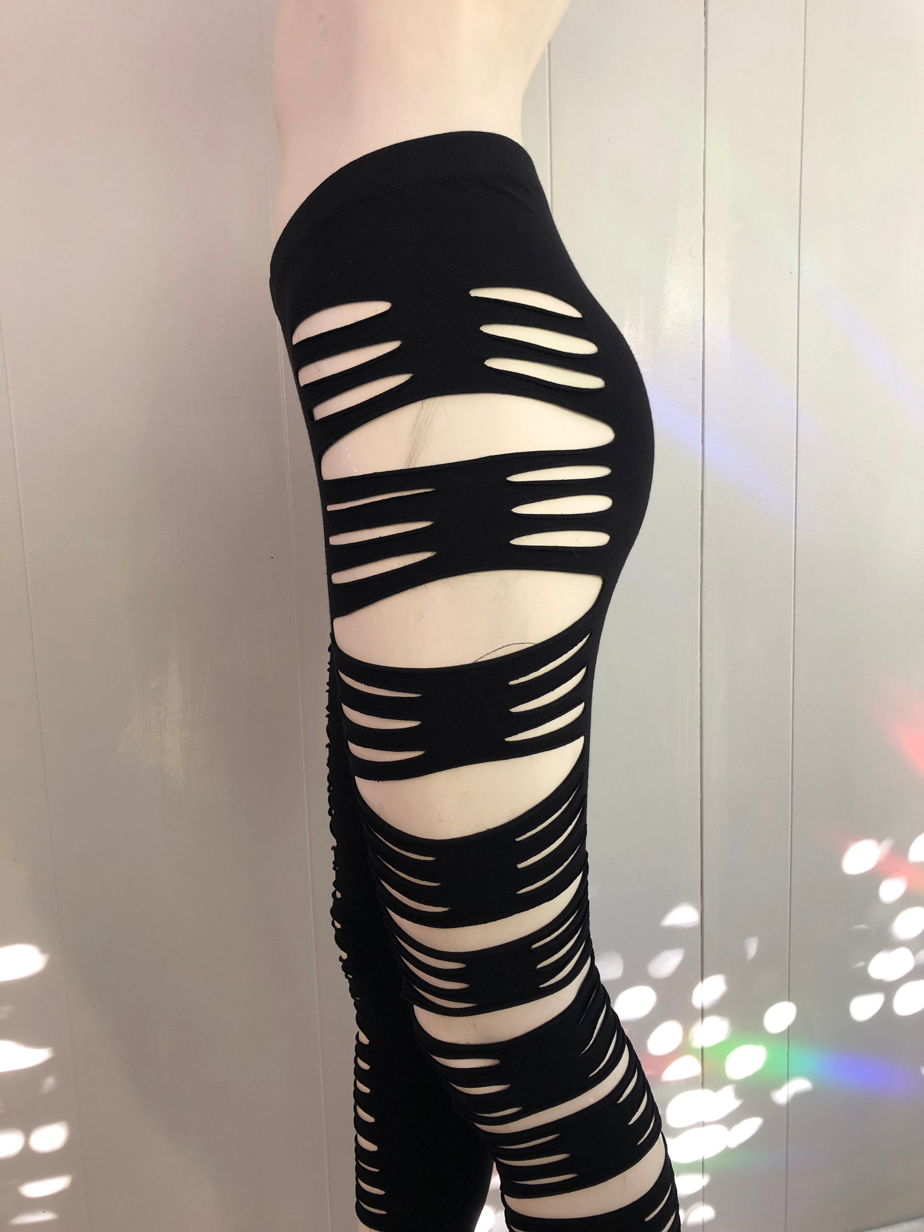 Side Cut Slit Weave Leggings