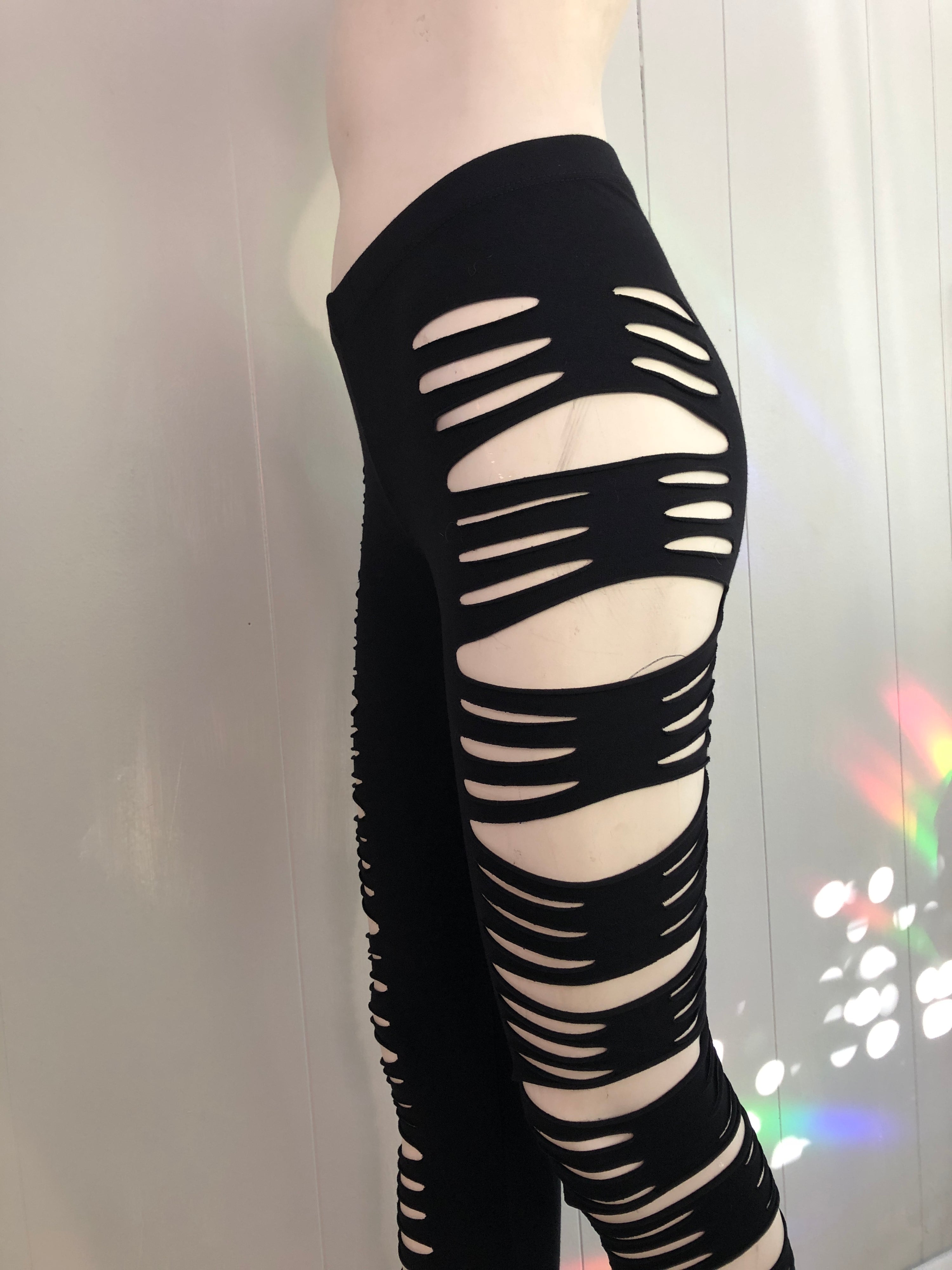Side Cut Slit Weave Leggings