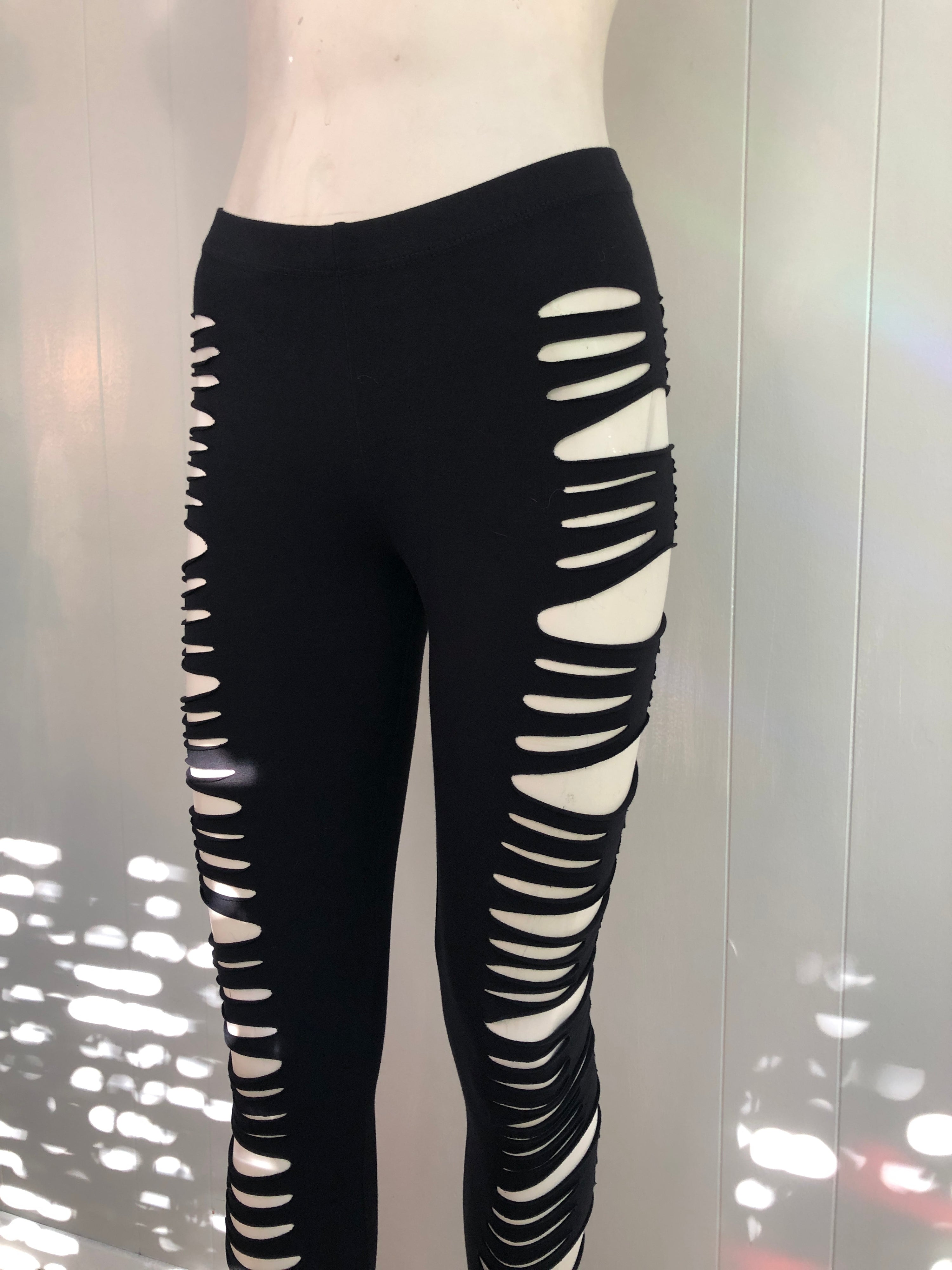 Side Cut Slit Weave Leggings
