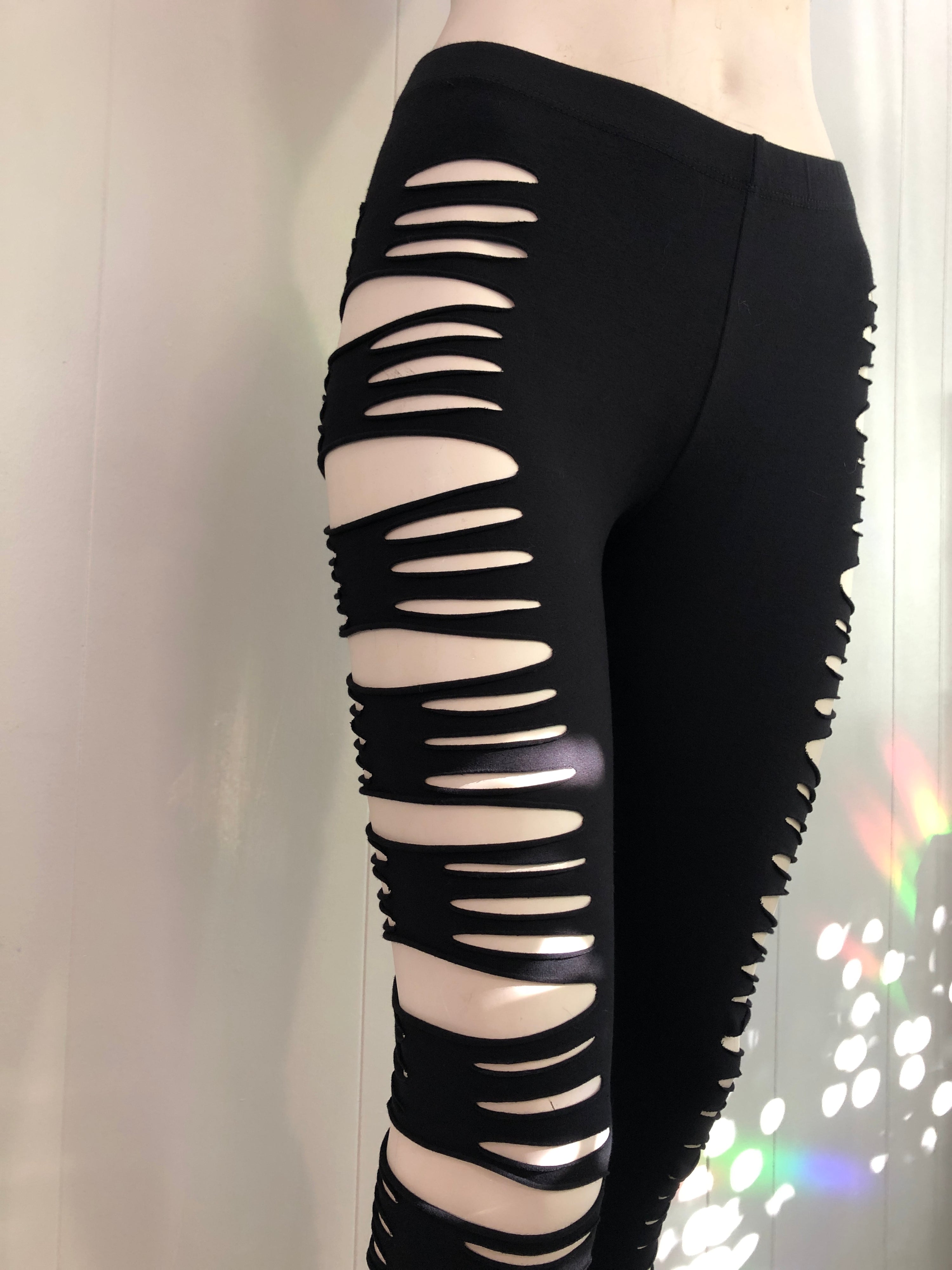 Side Cut Slit Weave Leggings