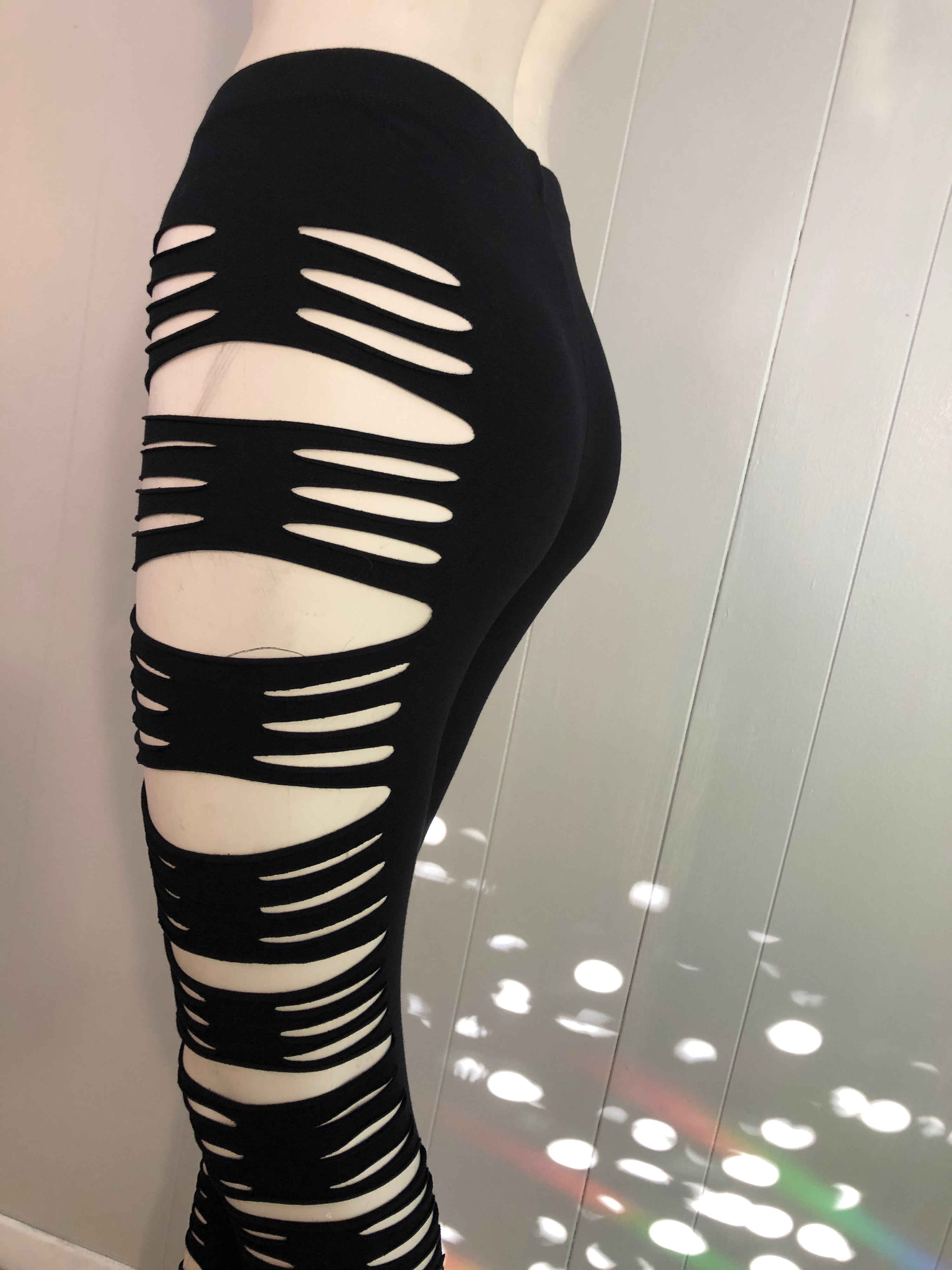 Side Cut Slit Weave Leggings