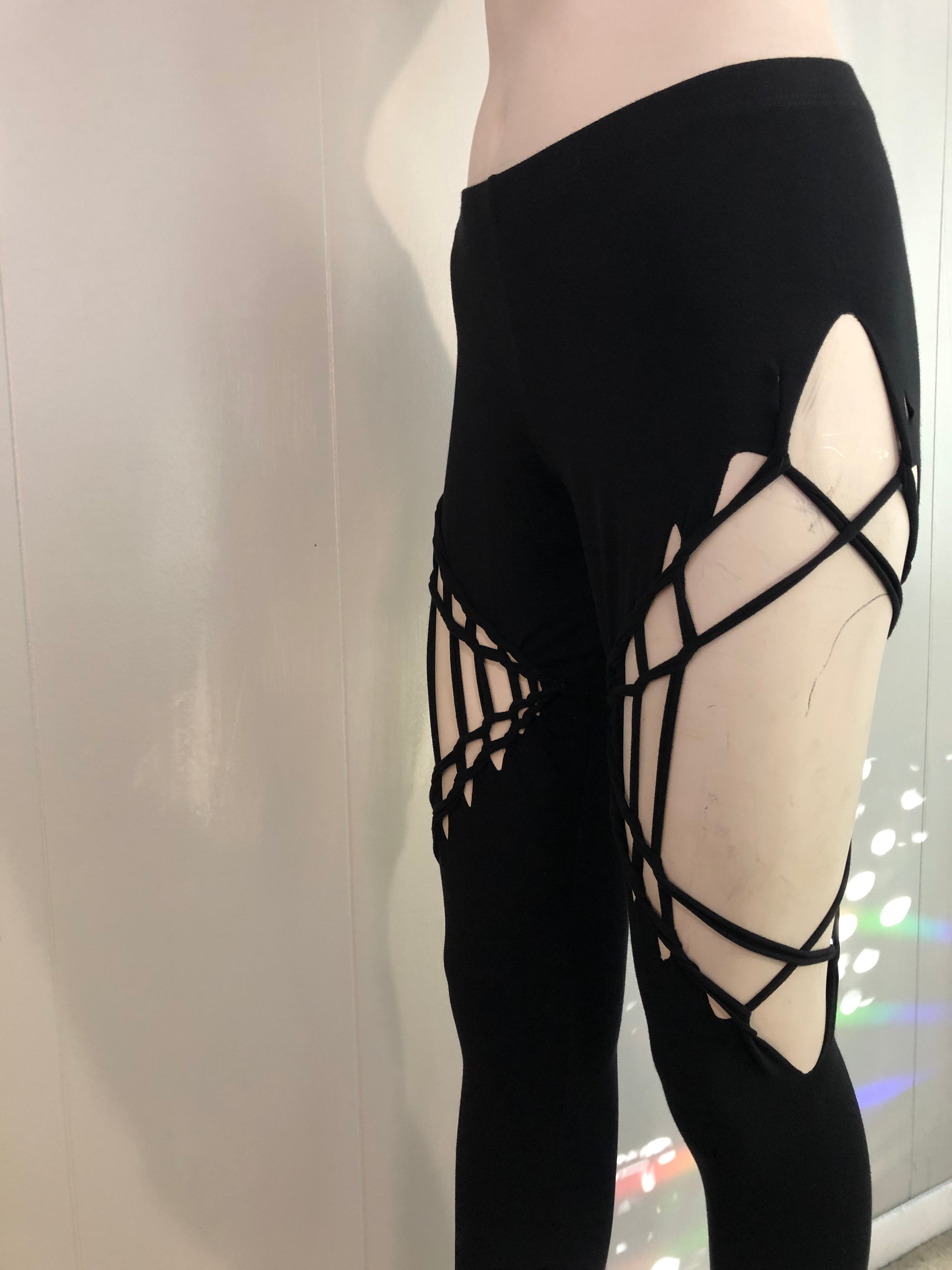 Slit Weave Open Thigh Leggings