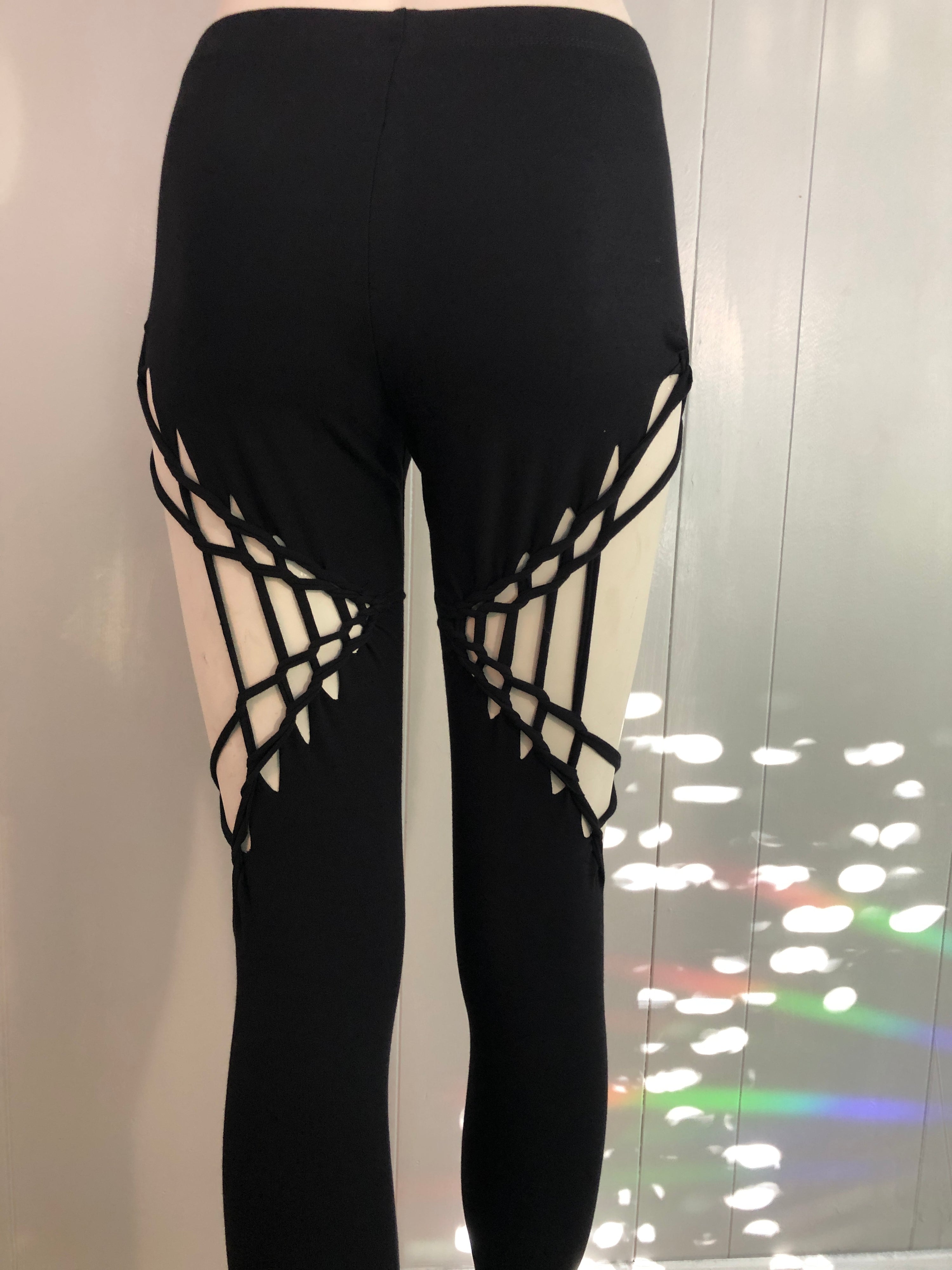 Slit Weave Open Thigh Leggings