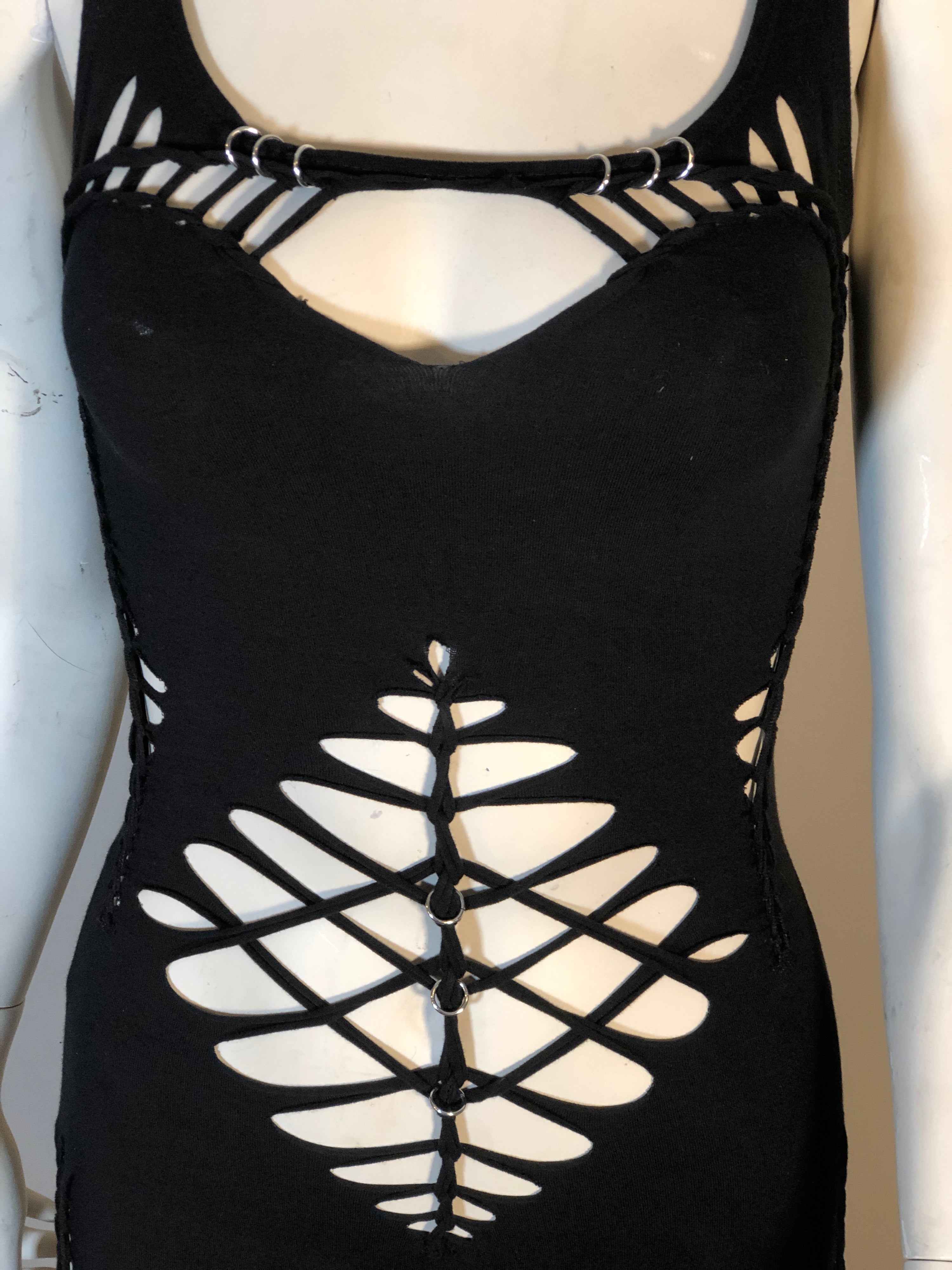 Pierced Slit Weave Sexy Bodysuit