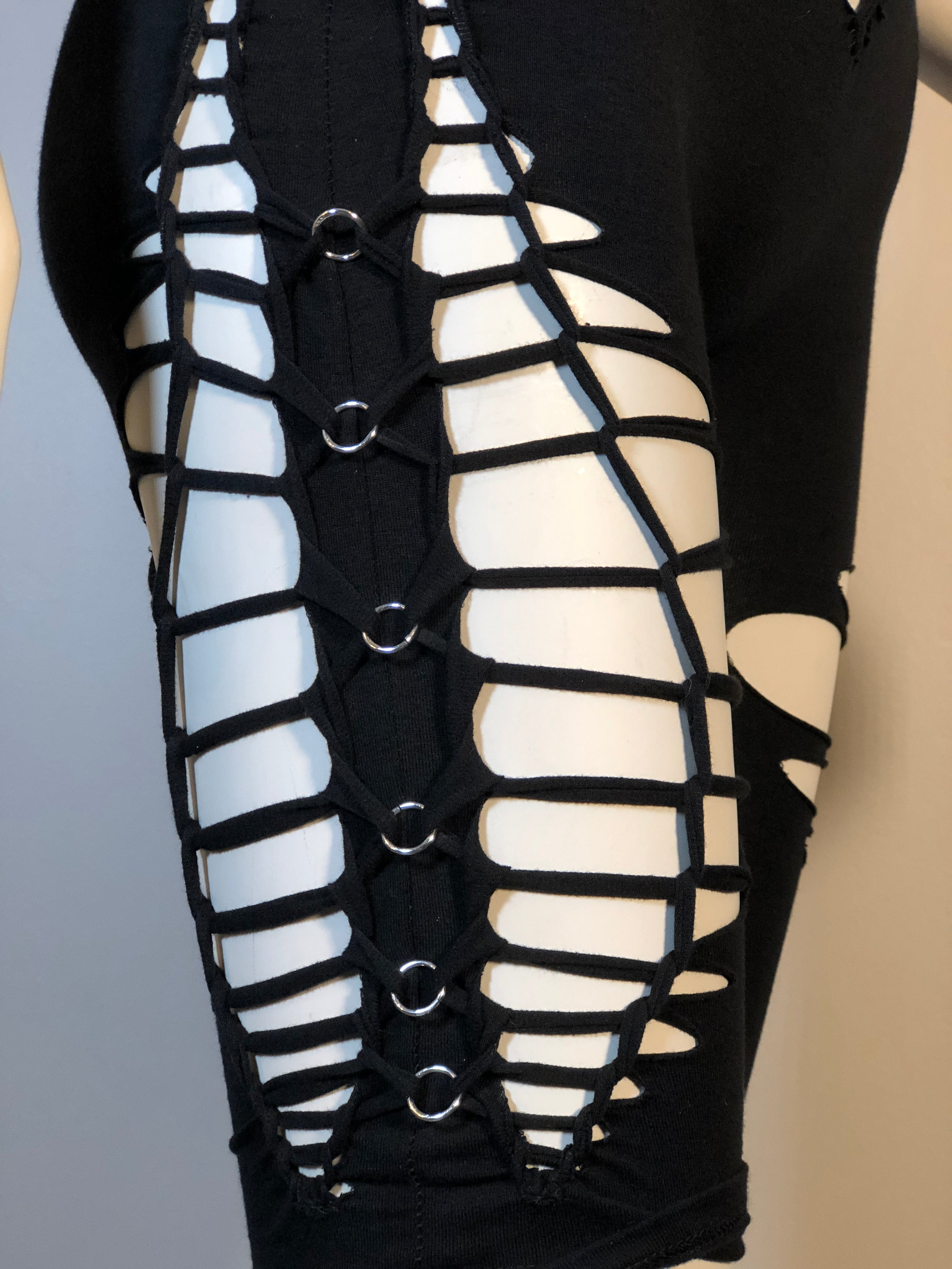 Pierced Slit Weave Sexy Bodysuit