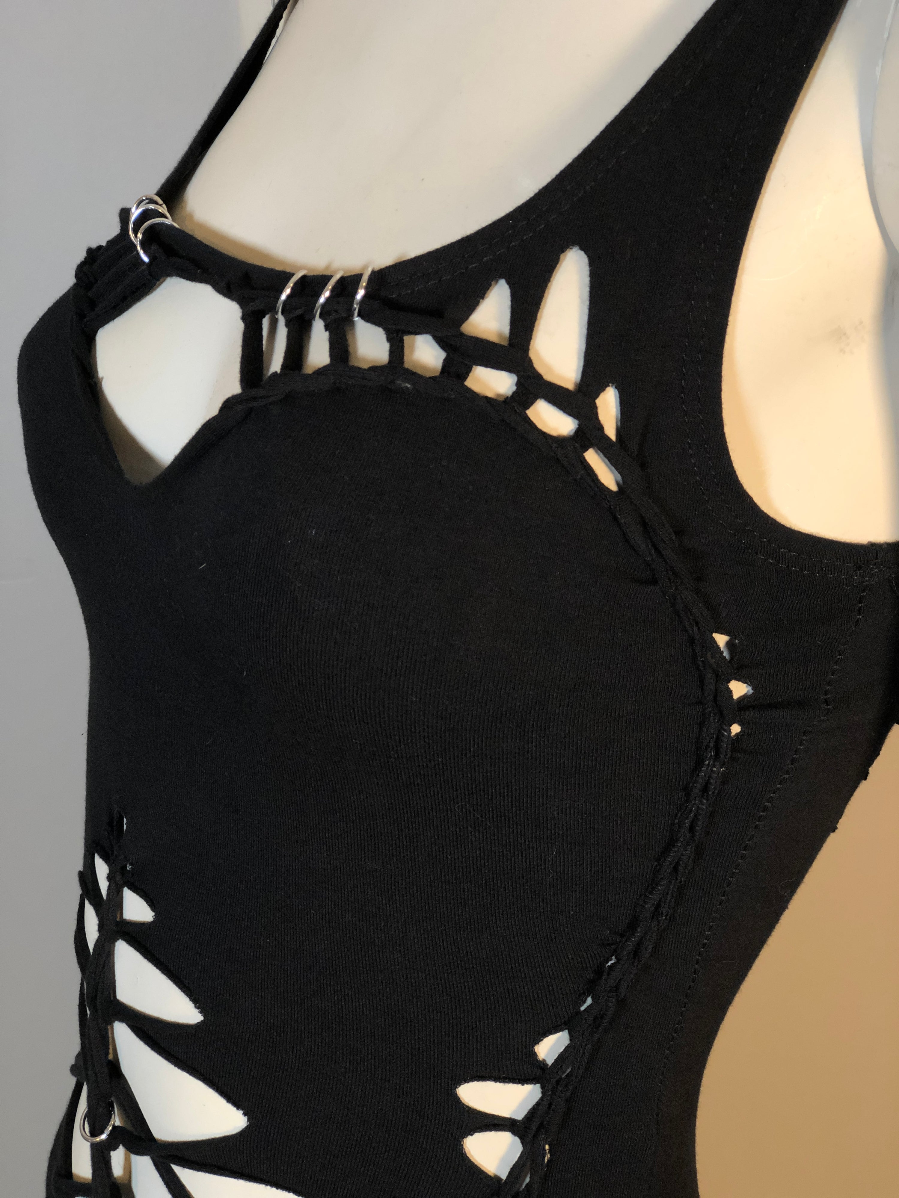 Pierced Slit Weave Sexy Bodysuit