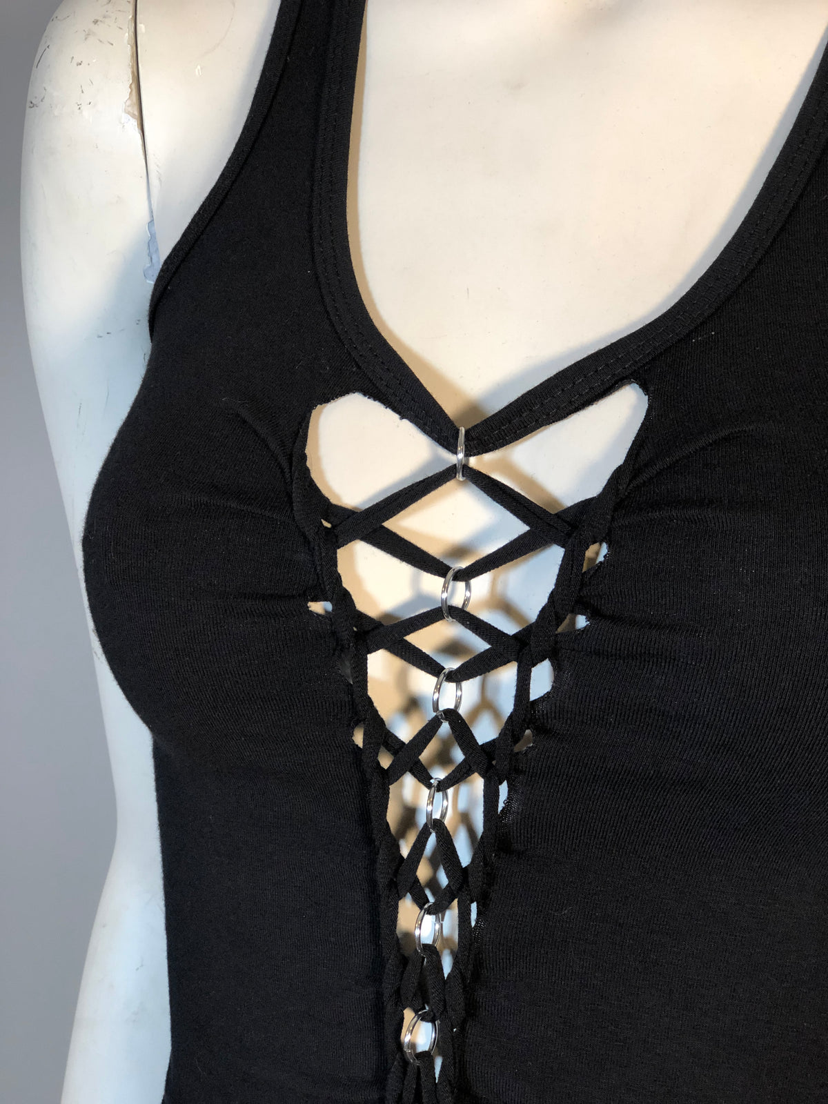 Pierced Spine Braided Rocker Tank Top