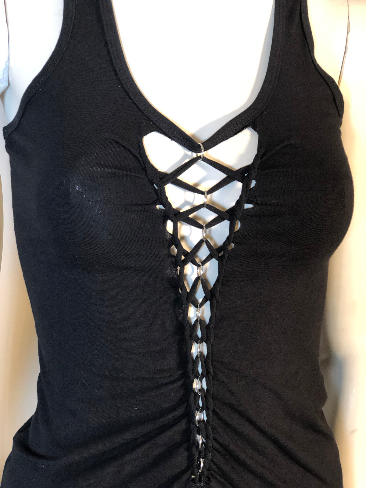 Pierced Spine Braided Rocker Tank Top