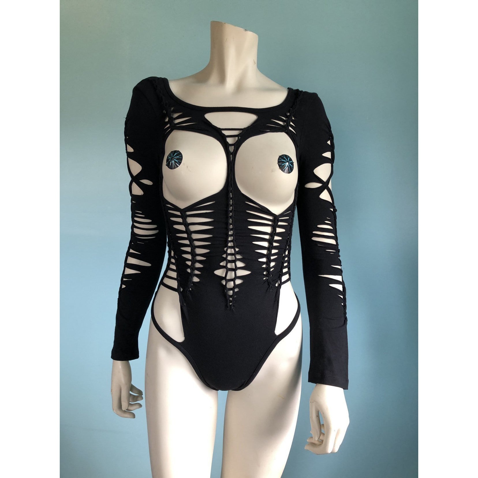 The Inferno Bodysuit – Slit Weave Woven Cutout Festival Leotard for Raves & Fire Dancers