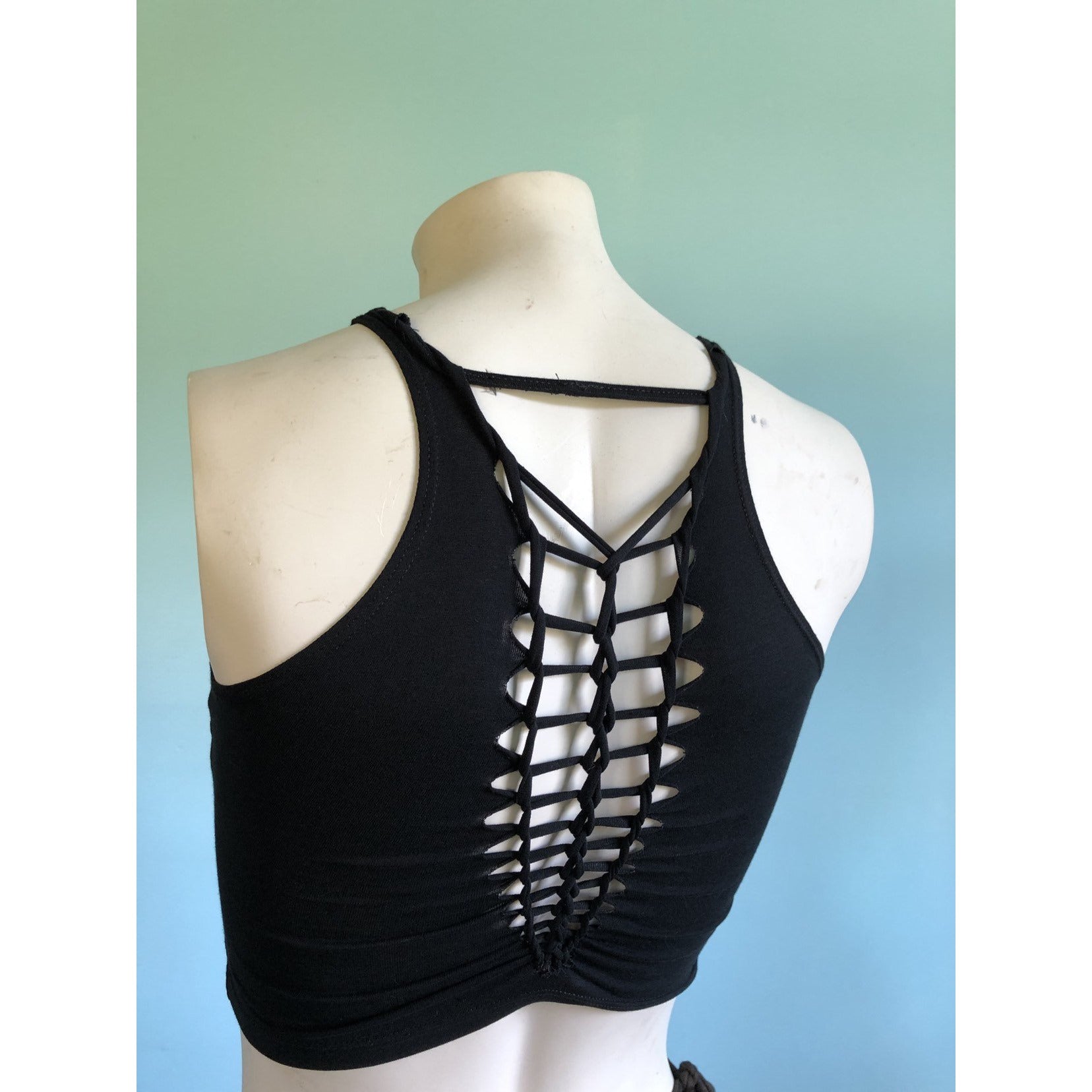 Slit Weave Reversible Crop Top * Underbust Shirt