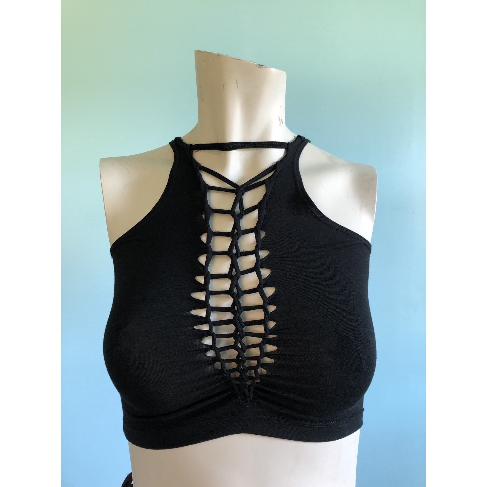 Slit Weave Reversible Crop Top * Underbust Shirt