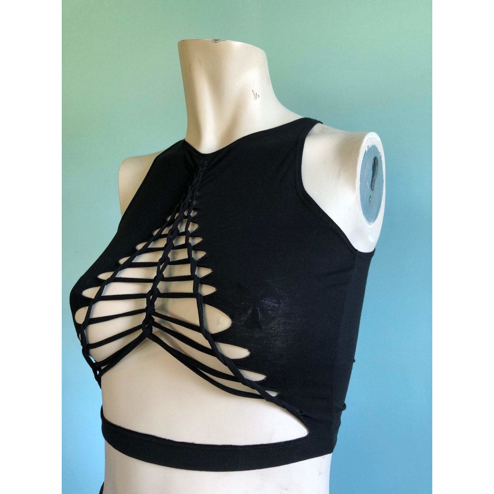 Slit Weave Reversible Crop Top * Underbust Shirt