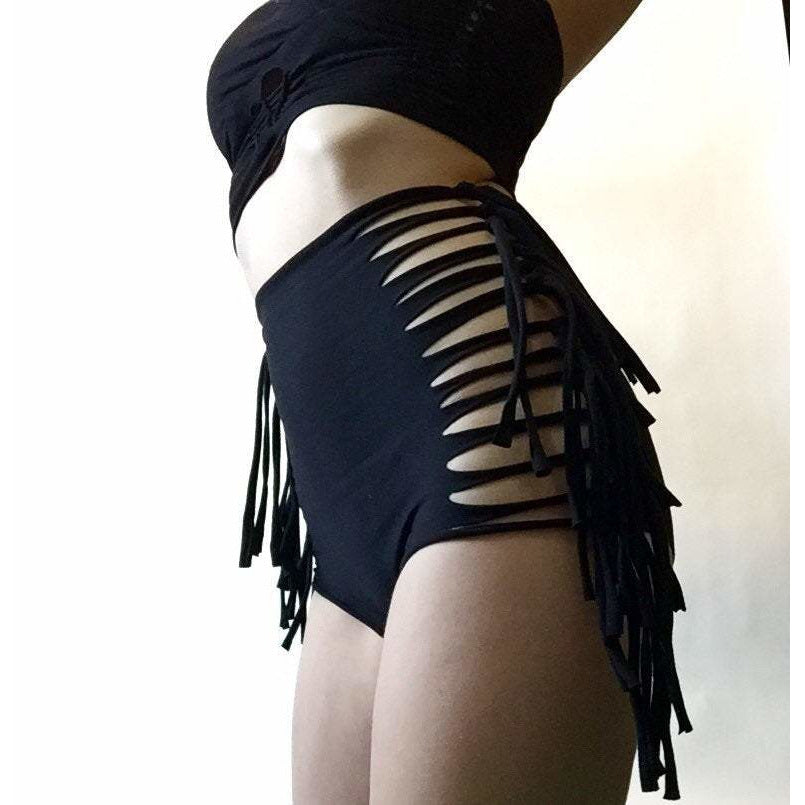 High Waisted Fringe Booty shorts